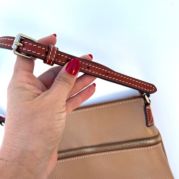 Dooney & Bourke Tan Pebbled Leather Camel Crossbody Shoulder Bag Purse - Picture 7 of 16